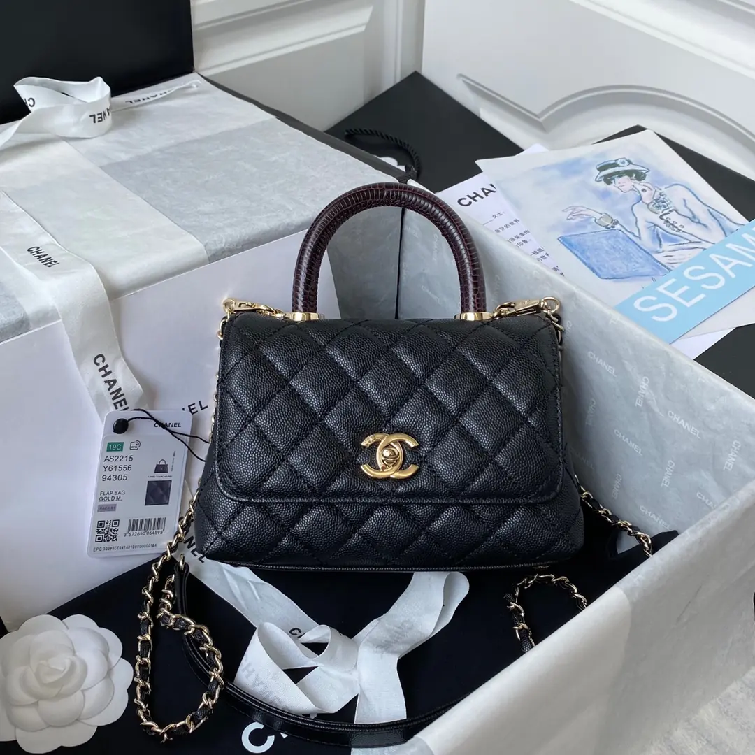 Chanel Style Black Leather Top Handle Bag Bags Top Handle Bag detail image 1 from source 764358