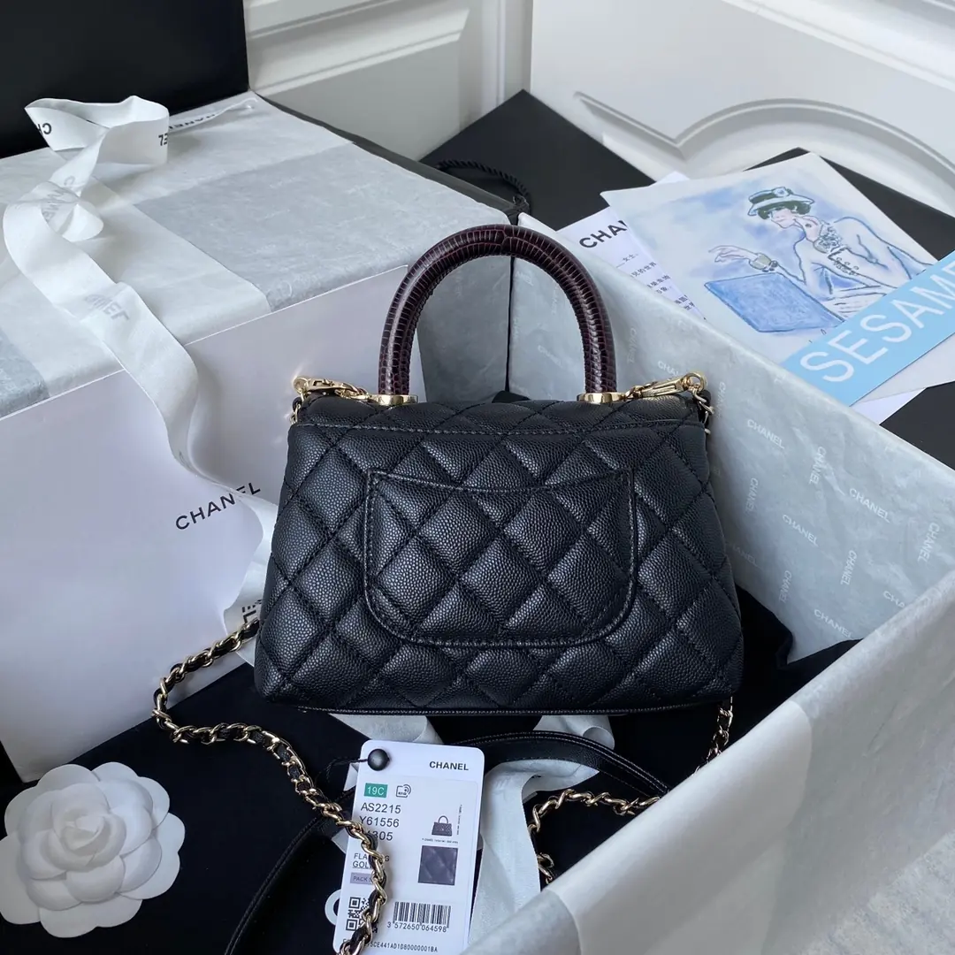 Chanel Style Black Leather Top Handle Bag Bags Top Handle Bag detail image 2 from source 764358