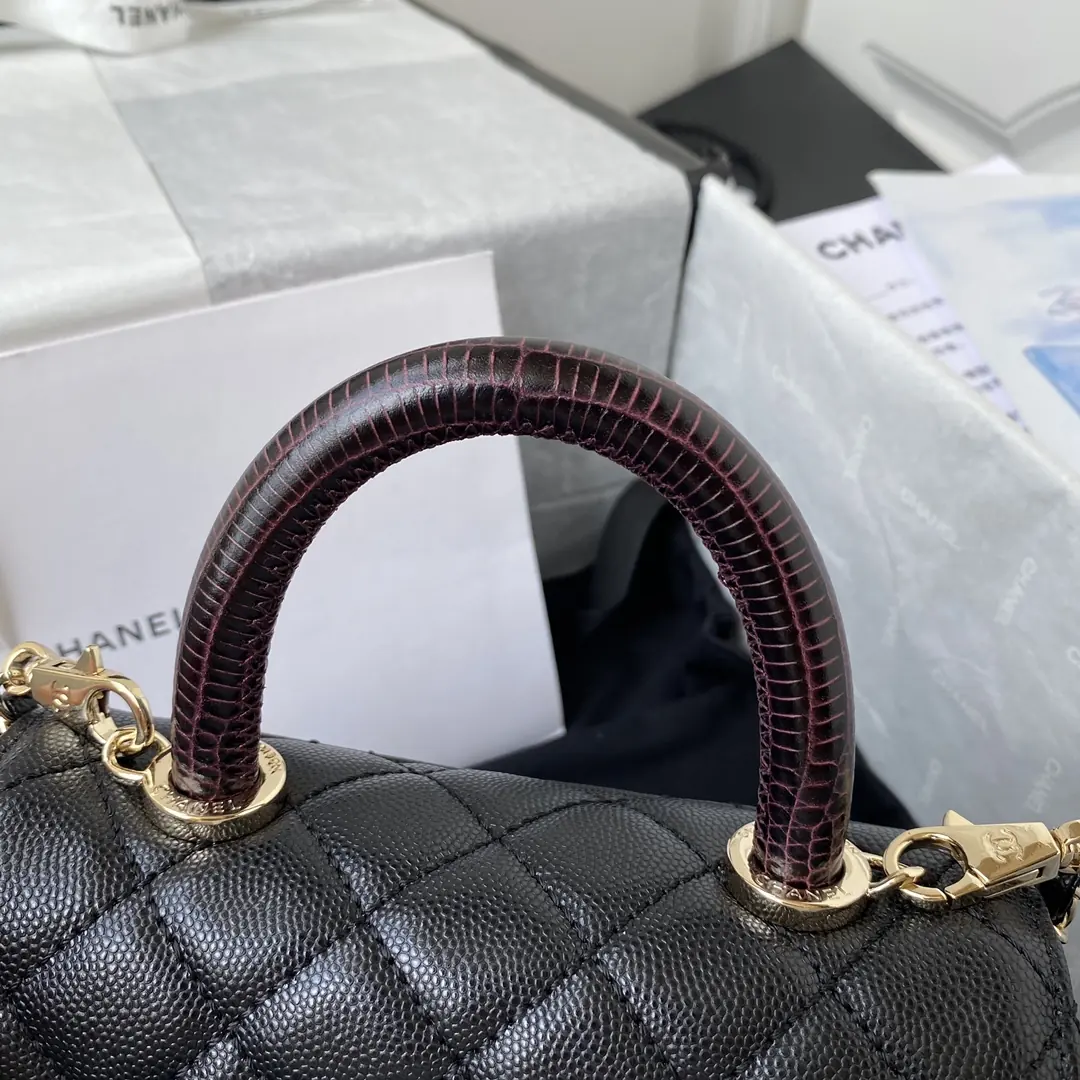 Chanel Style Black Leather Top Handle Bag Bags Top Handle Bag detail image 4 from source 764358