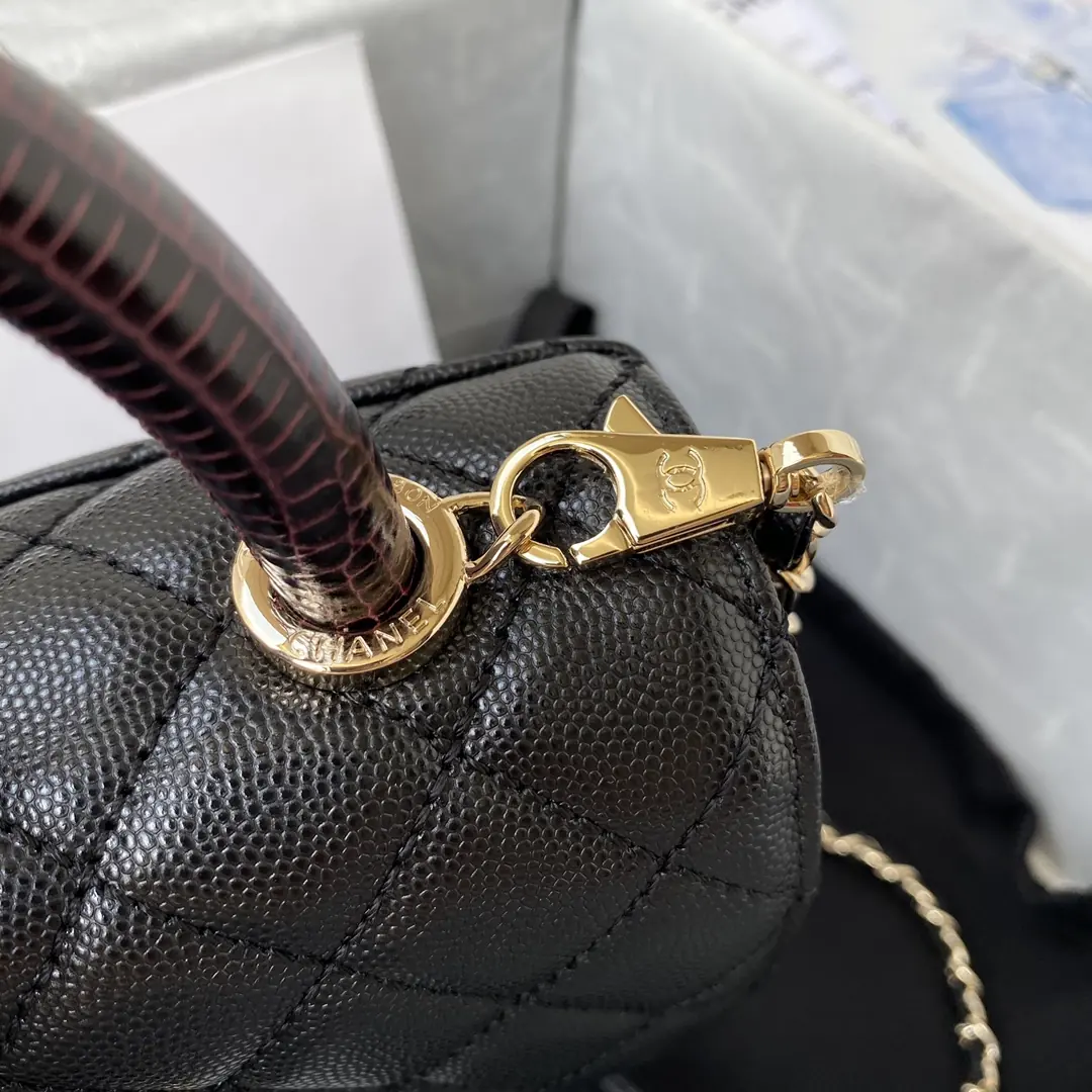 Chanel Style Black Leather Top Handle Bag Bags Top Handle Bag detail image 5 from source 764358