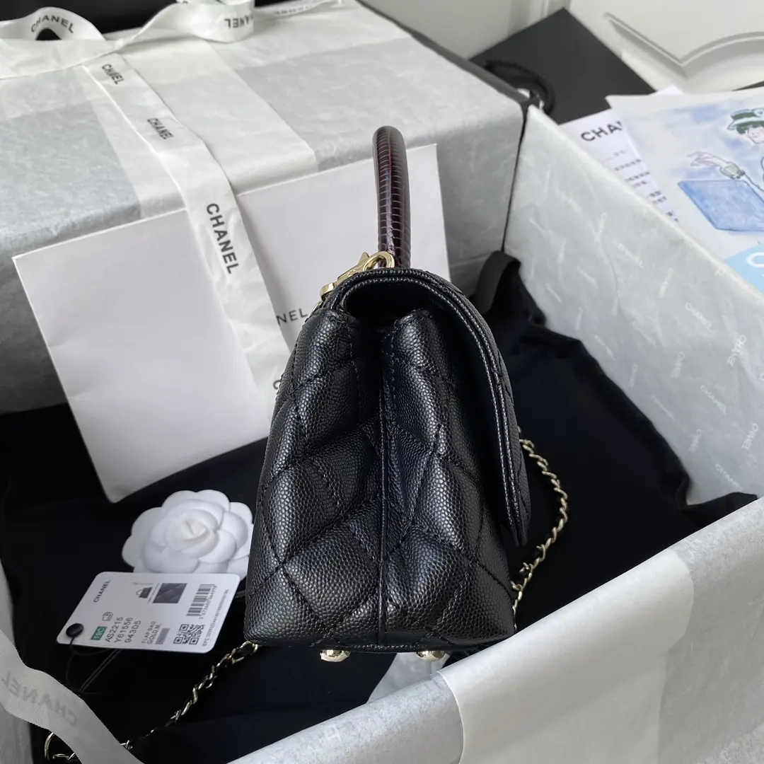 Chanel Style Black Leather Top Handle Bag Bags Top Handle Bag detail image 6 from source 764358