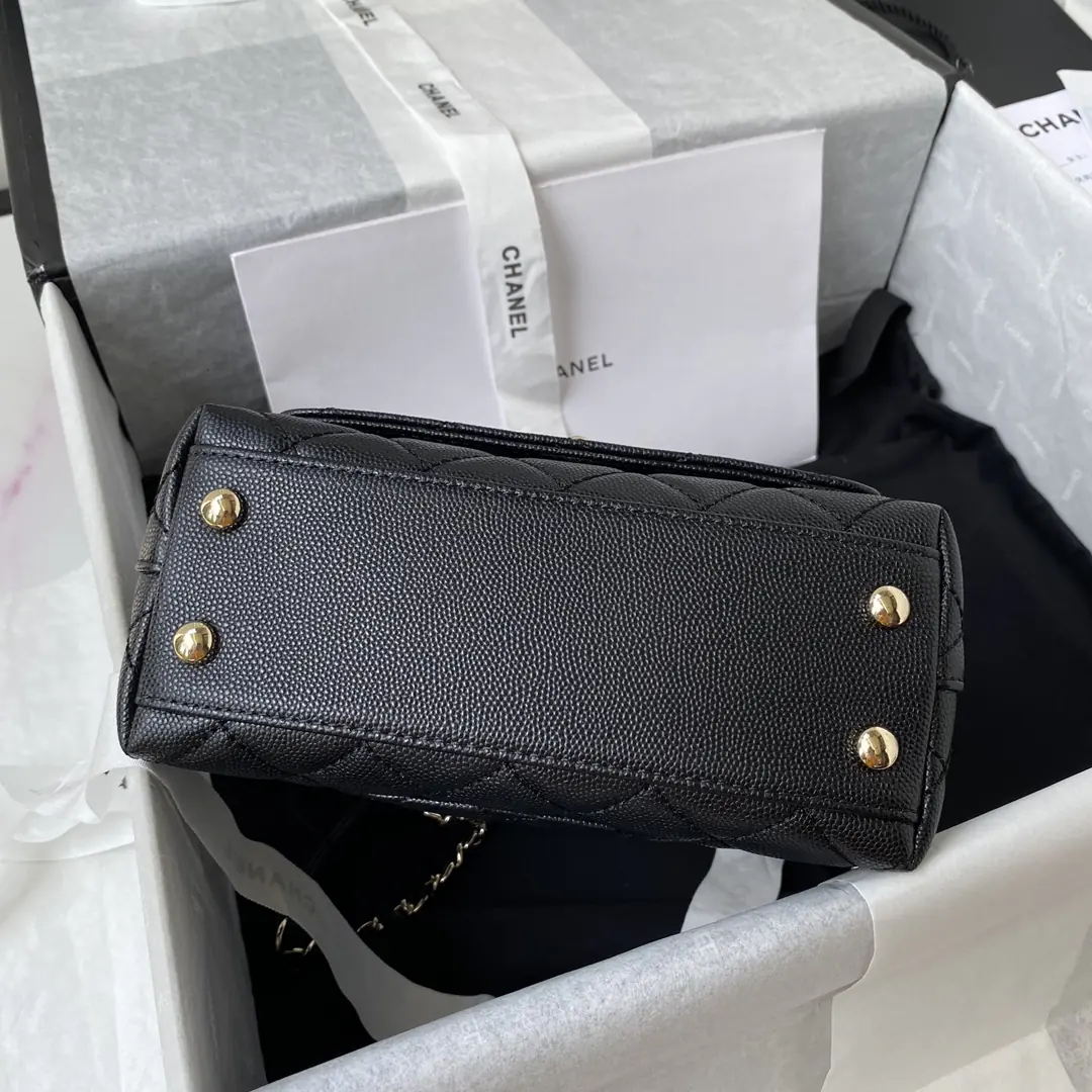 Chanel Style Black Leather Top Handle Bag Bags Top Handle Bag detail image 7 from source 764358