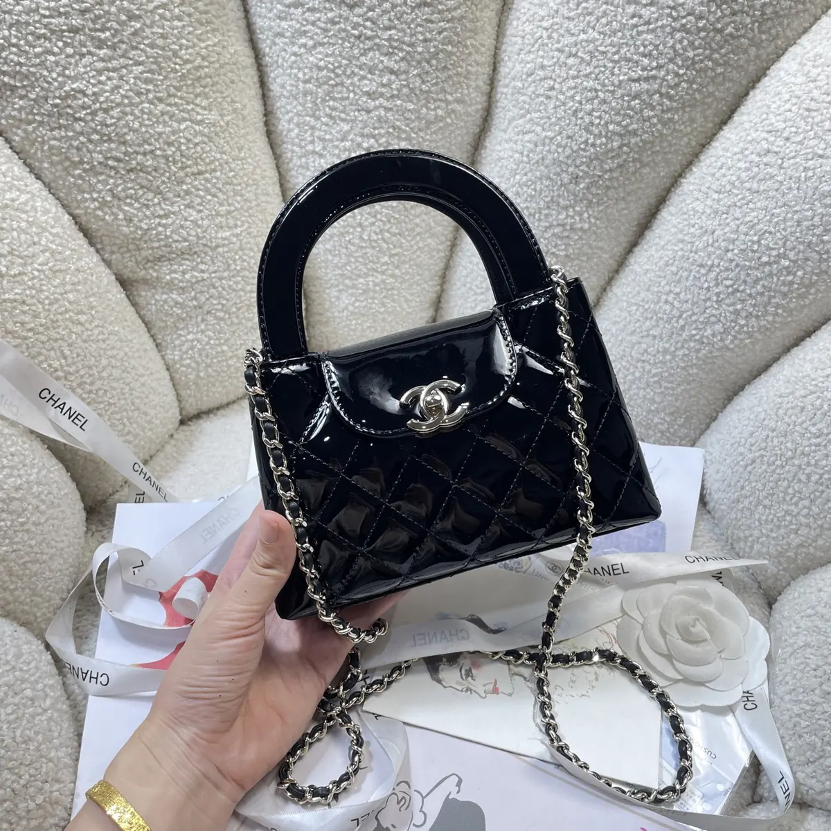 Chanel Style Black Leather Top Handle Bag Lookbook Reference image 2