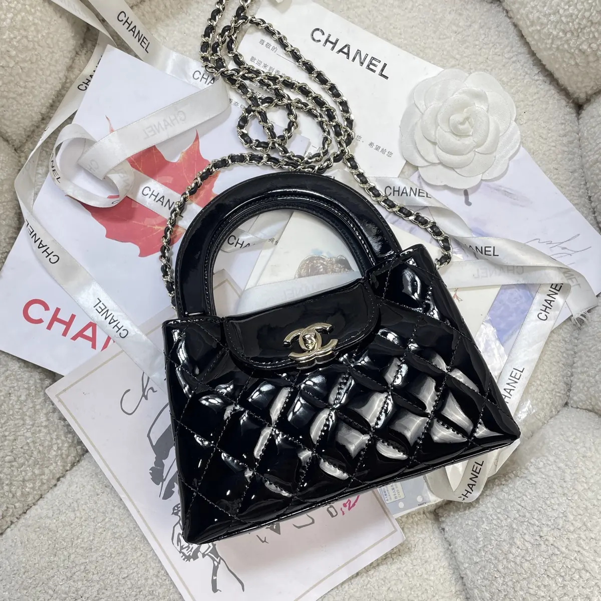 Chanel Style Black Leather Top Handle Bag Lookbook Reference image 5