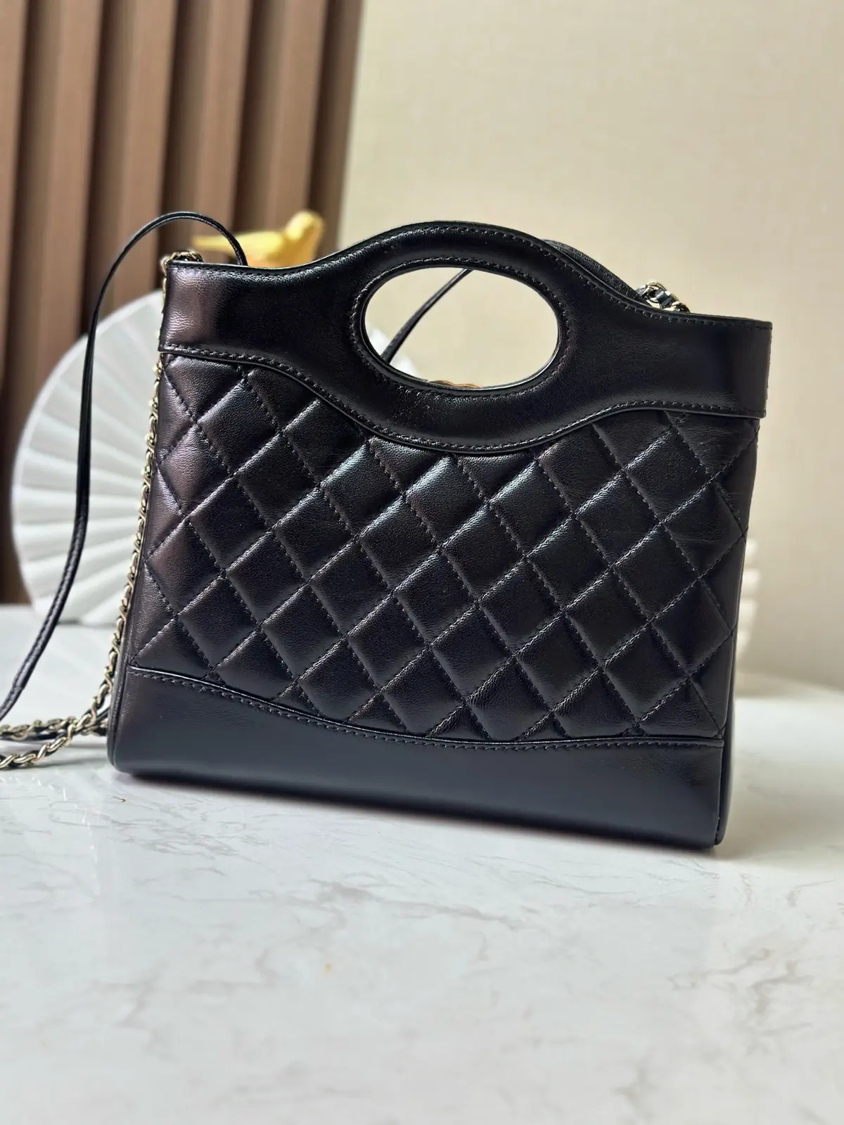 Chanel Style Black Leather Tote Bag Lookbook Reference image 4