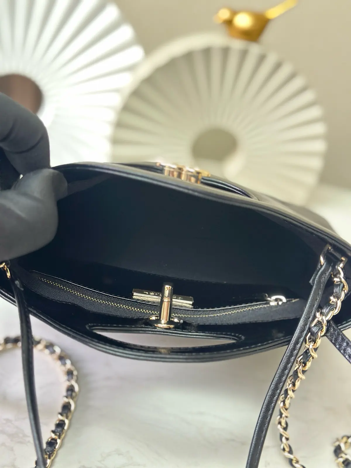 Chanel Style Black Leather Tote Bag Lookbook Reference image 6