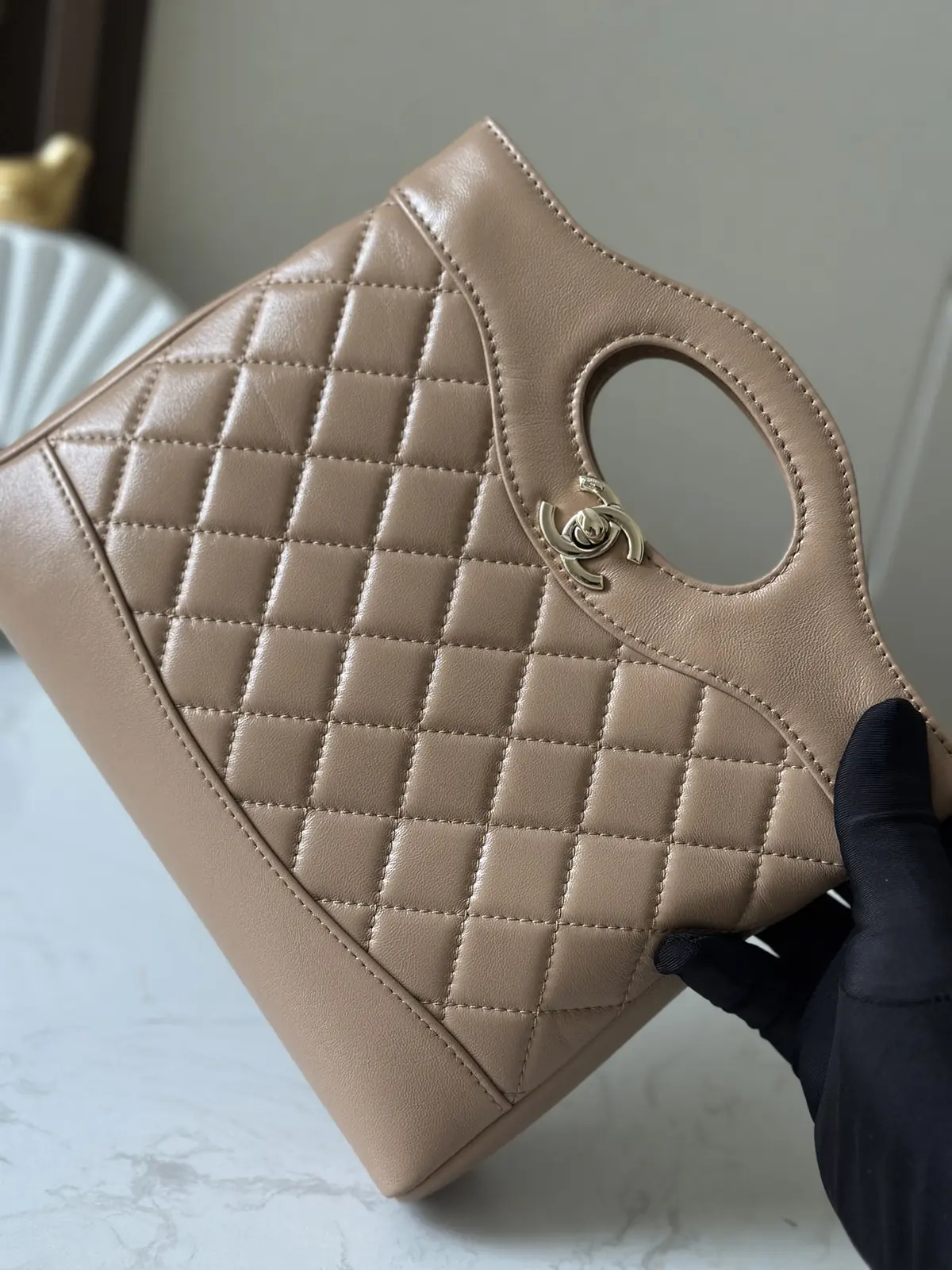 Chanel Style Black Leather Tote Bag Lookbook Reference image 6