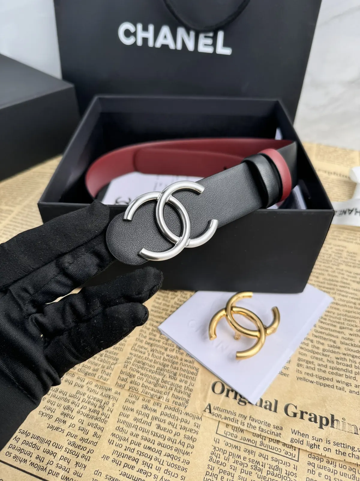 Chanel Style Black Leather Women's Belt Lookbook Reference image 1