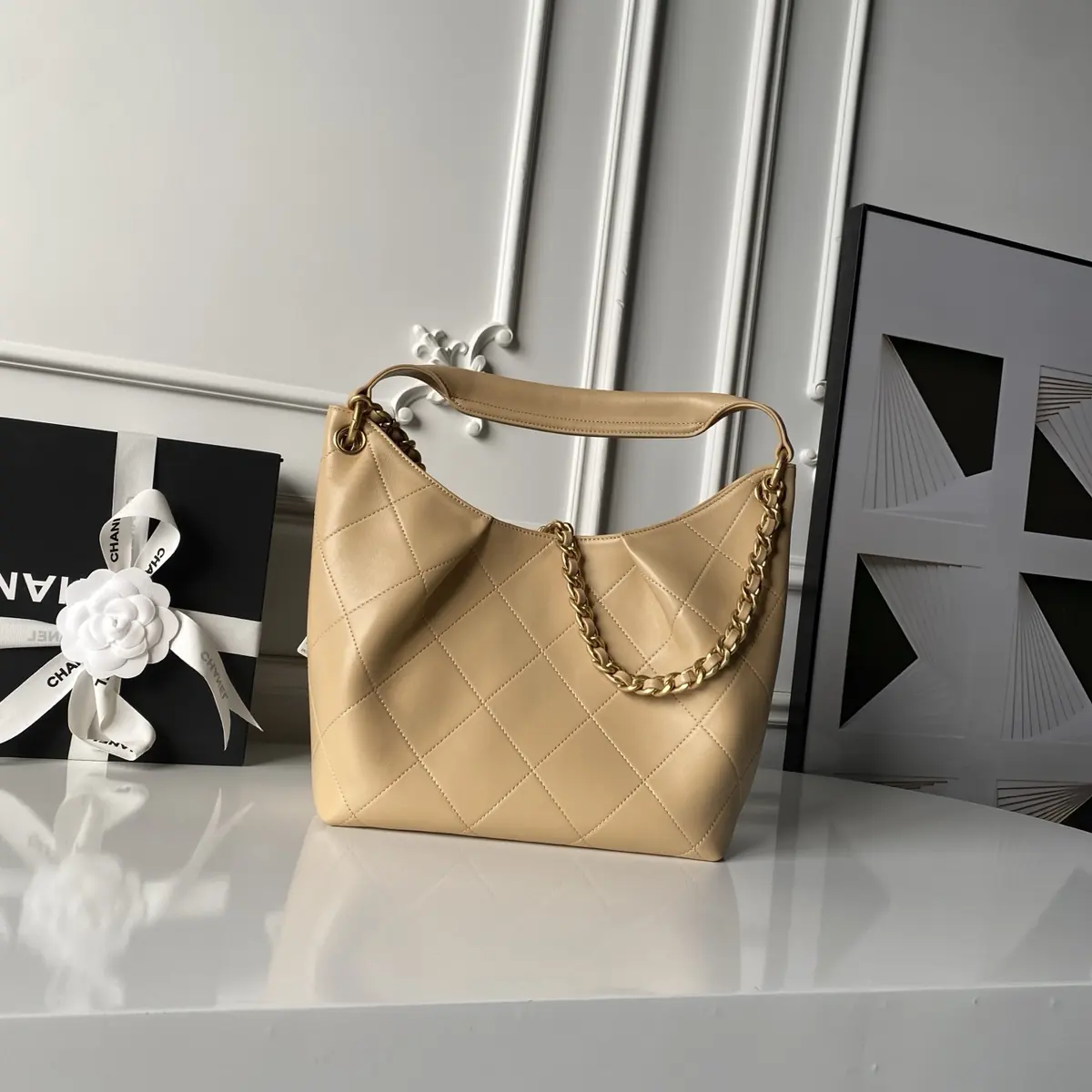 Chanel Style Leather Hobo Bag Bags Hobo Bag detail image 2 from source 764374