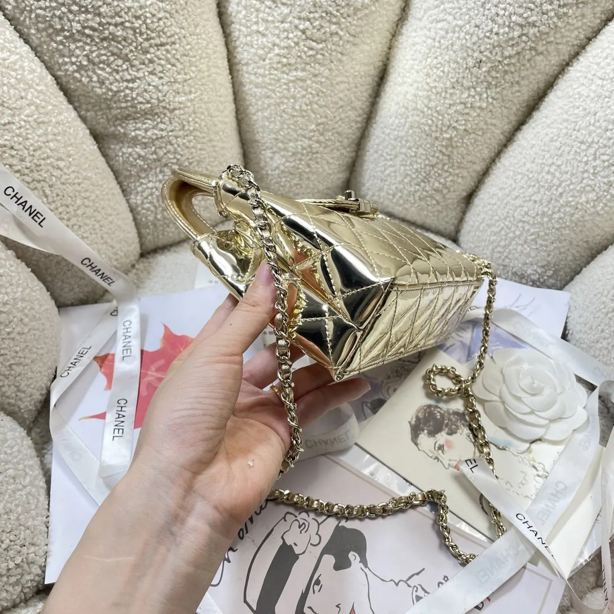 Chanel Style Leather Top Handle Bag Lookbook Reference image 3