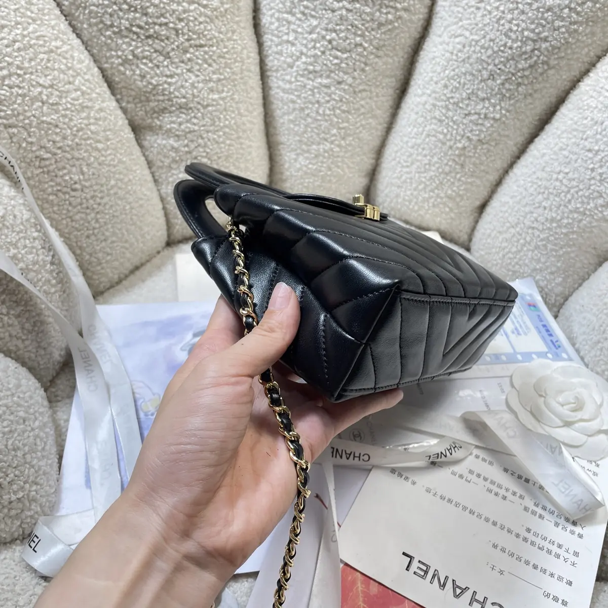 Chanel Style Leather Top Handle Bag Lookbook Reference image 3
