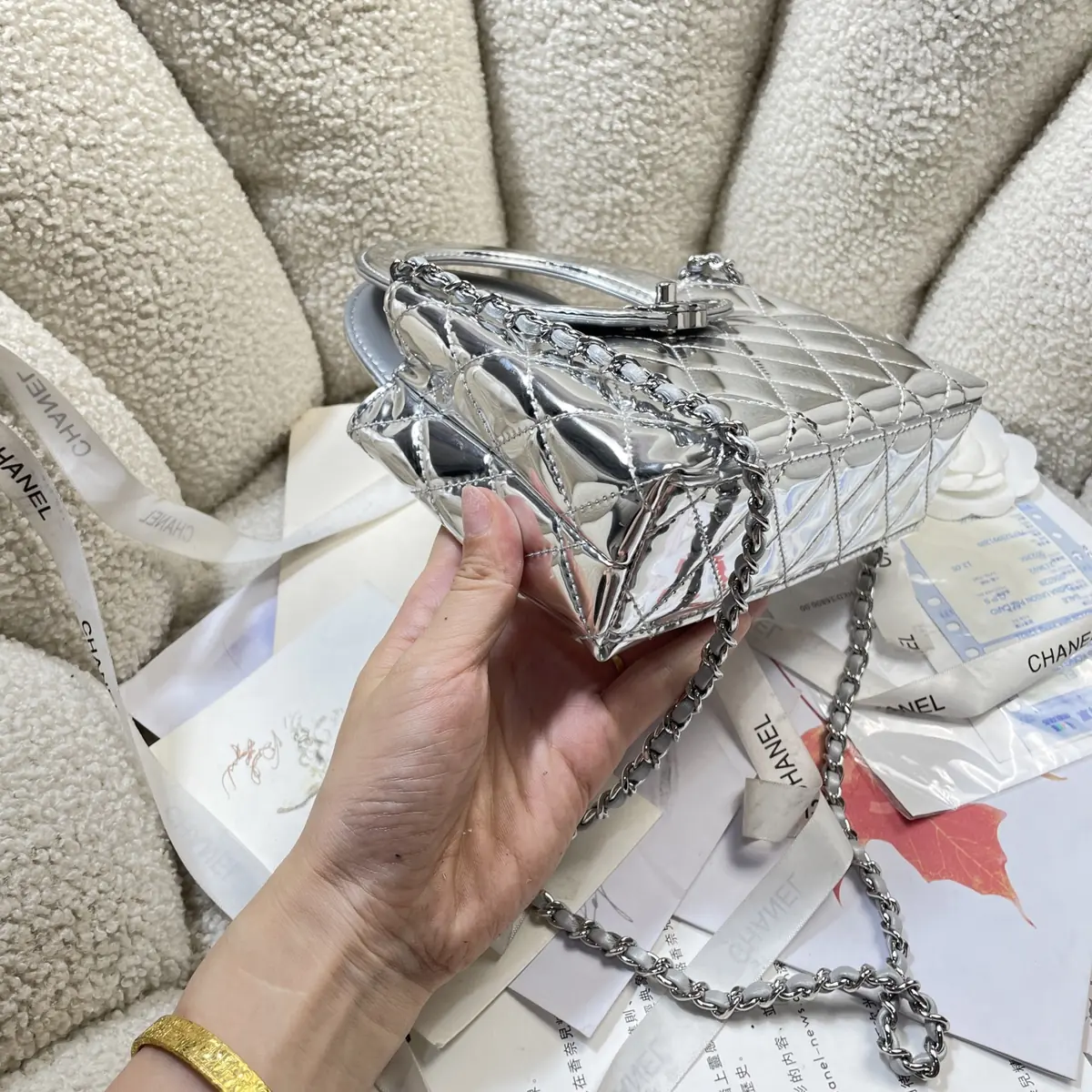 Chanel Style Leather Top Handle Bag Lookbook Reference image 3