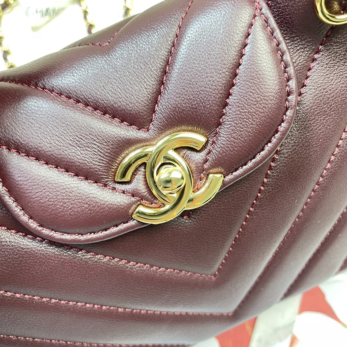 Chanel Style Red Leather Top Handle Bag Lookbook Reference image 6