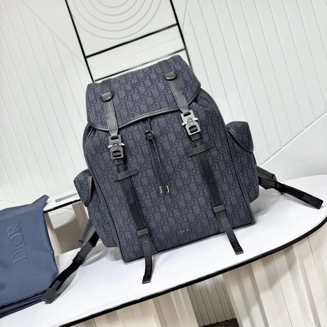 Dior Style Black Leather Backpack Lookbook Reference image 1