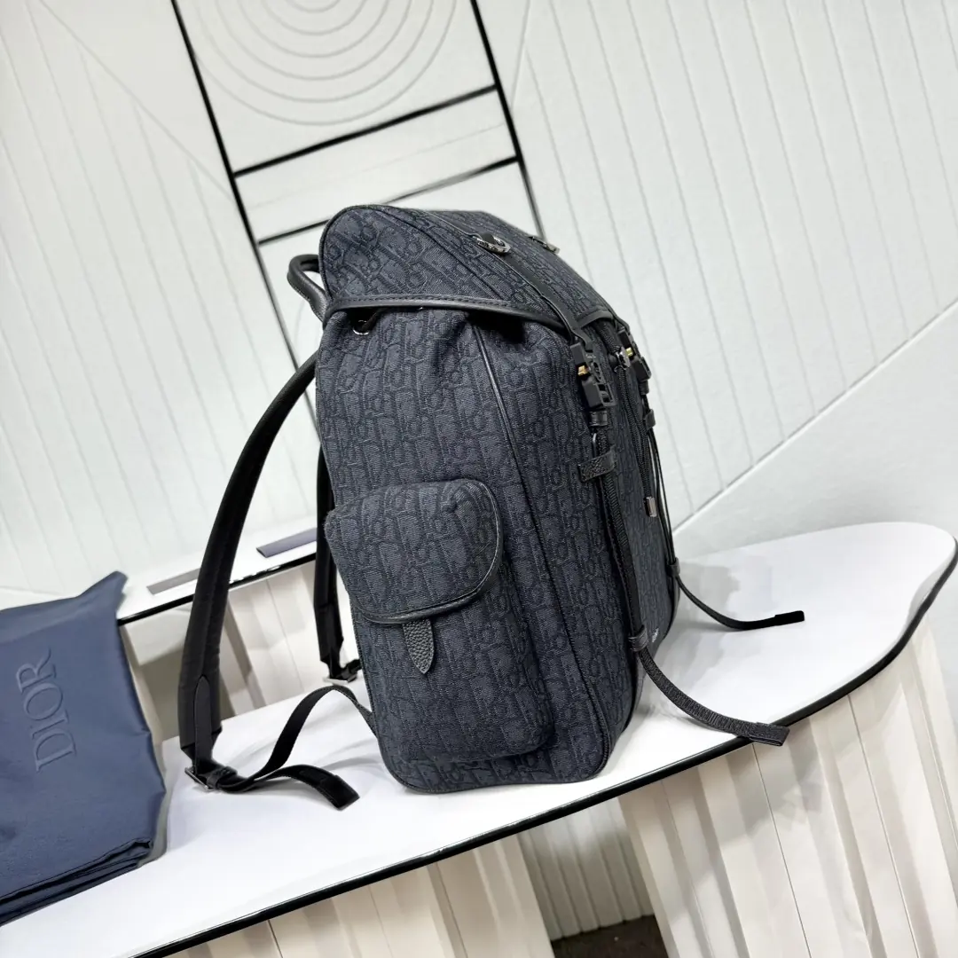 Dior Style Black Leather Backpack Lookbook Reference image 2
