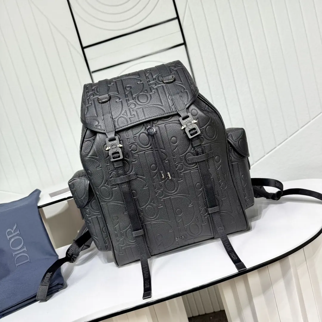 Dior Style Black Leather Backpack Lookbook Reference image 1