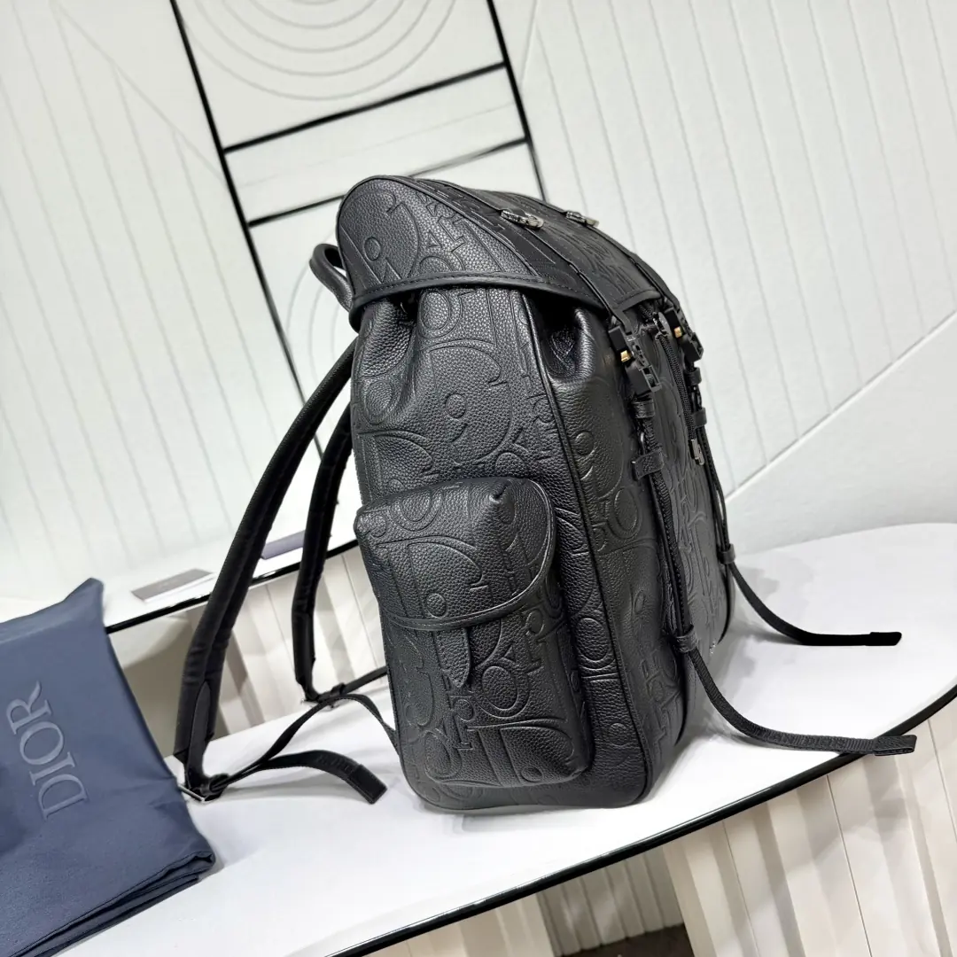 Dior Style Black Leather Backpack Lookbook Reference image 2