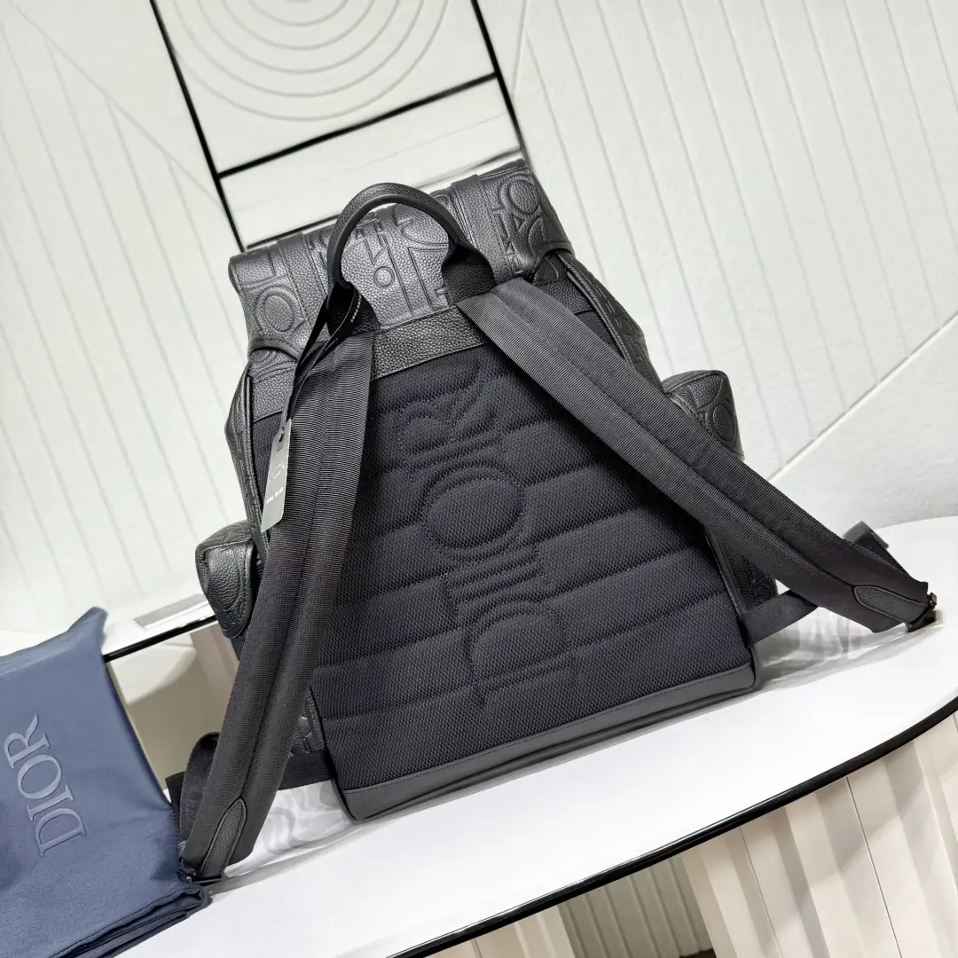 Dior Style Black Leather Backpack Lookbook Reference image 3