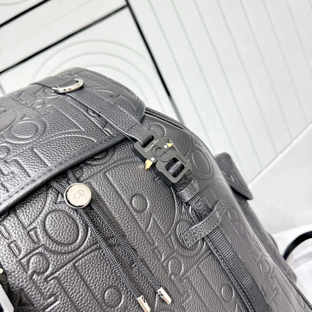 Dior Style Black Leather Backpack Lookbook Reference image 4