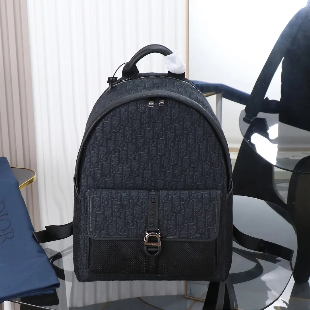 Dior Style Black Leather Backpack Lookbook Reference image 1
