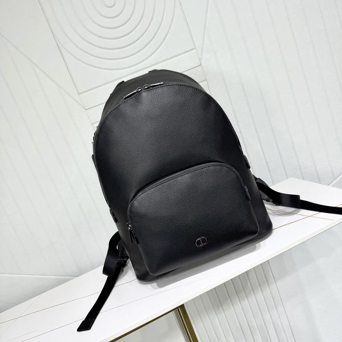Dior Style Black Leather Backpack Lookbook Reference image 1