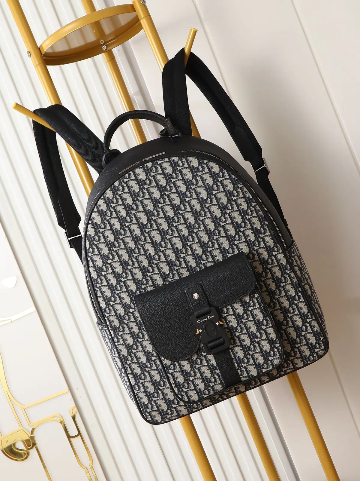 Dior Style Black Leather Backpack Lookbook Reference image 1