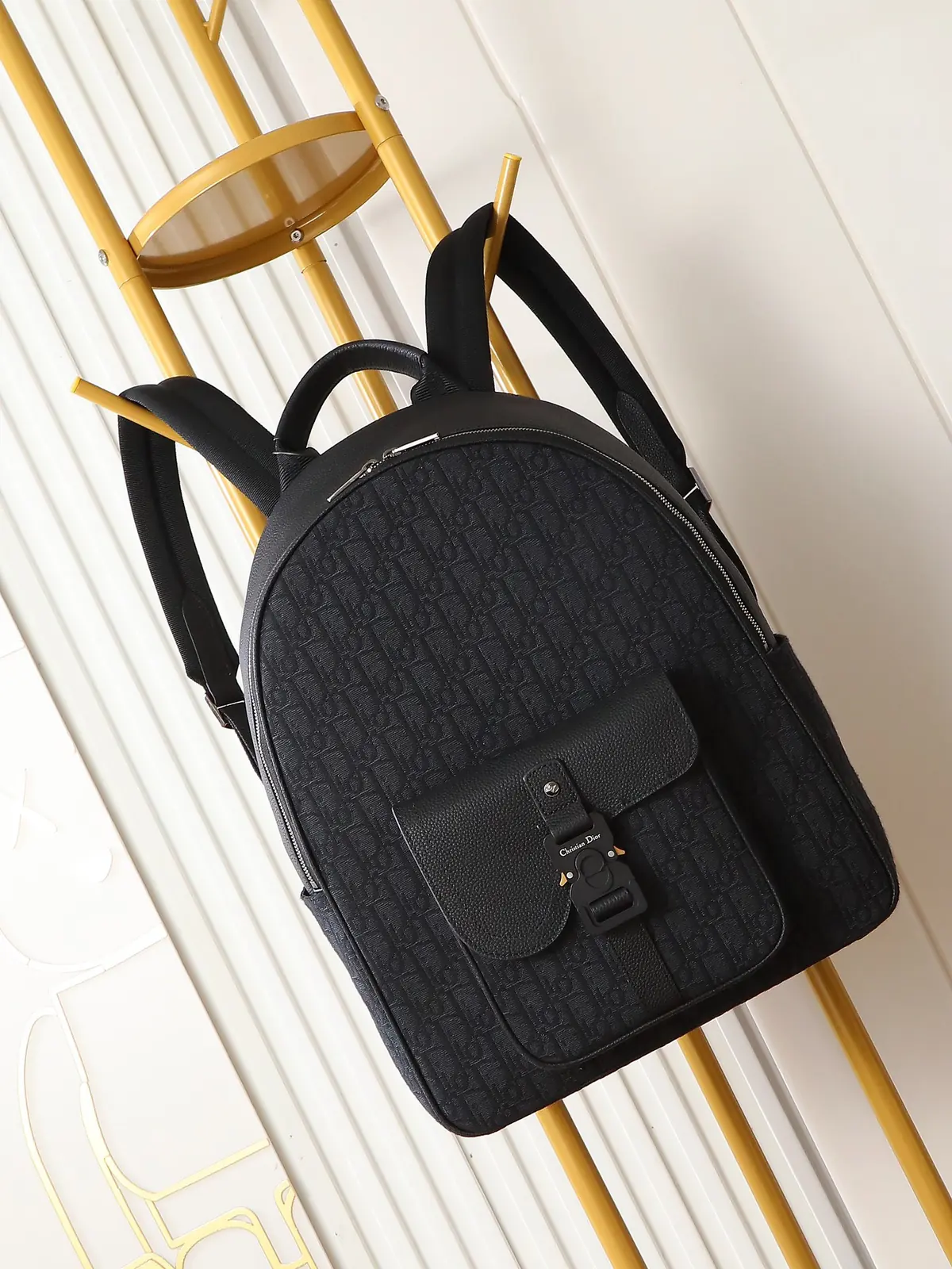 Dior Style Black Leather Backpack Lookbook Reference image 1