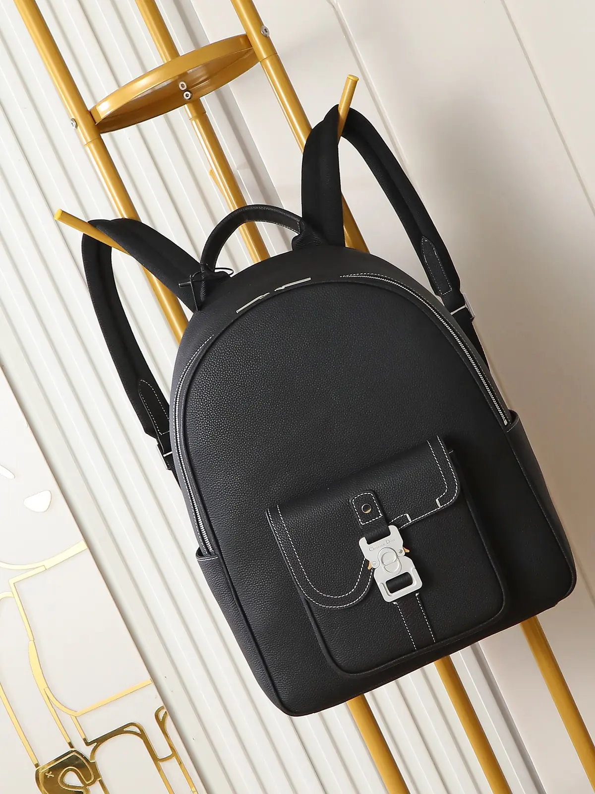 Dior Style Black Leather Backpack Lookbook Reference image 1