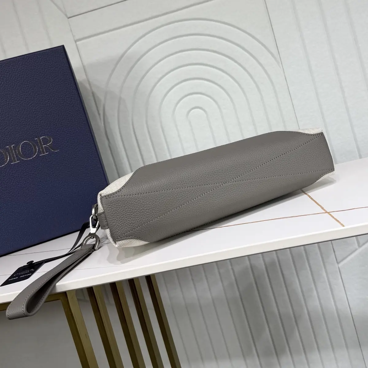 Dior Style Grey Leather Clutch Lookbook Reference image 6