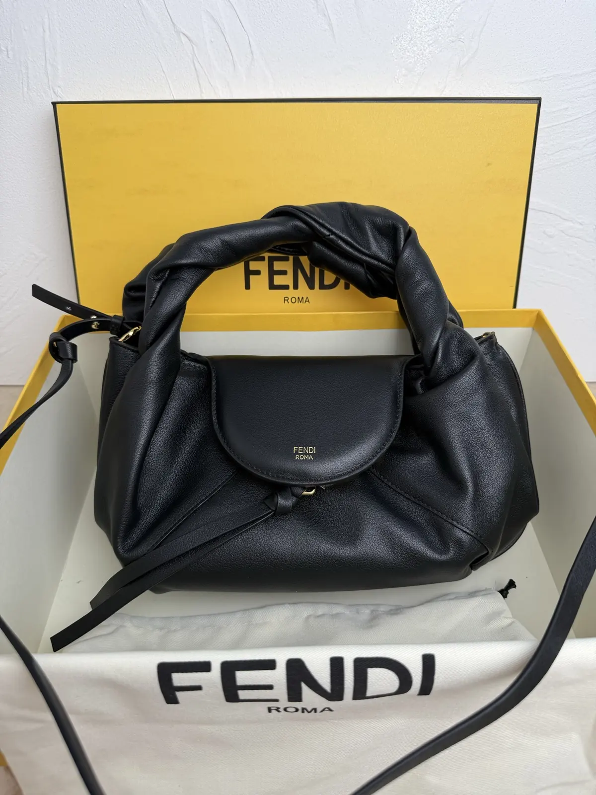 Fendi Style Black Leather Top Handle Bag Lookbook Reference image 1