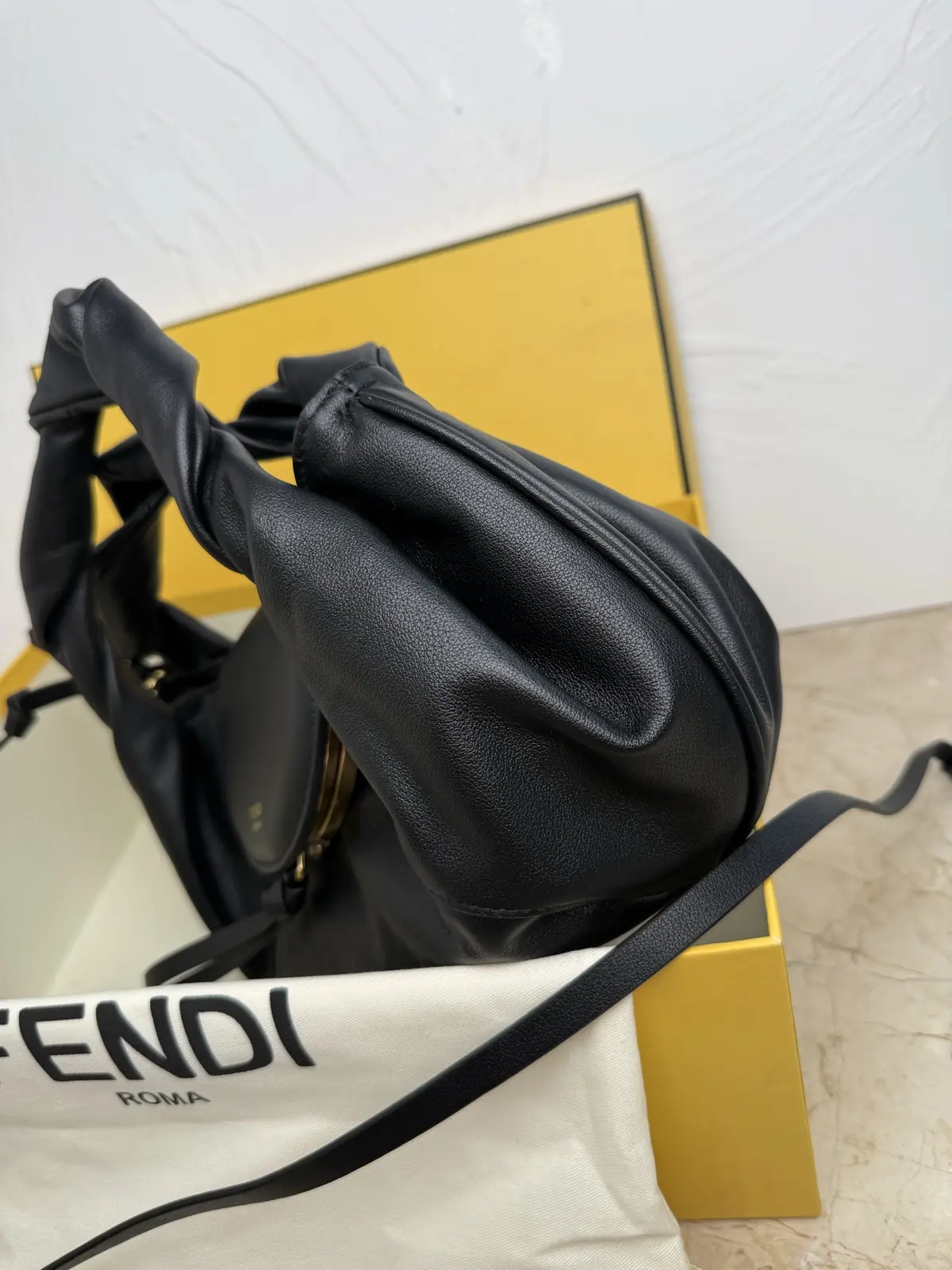 Fendi Style Black Leather Top Handle Bag Lookbook Reference image 3
