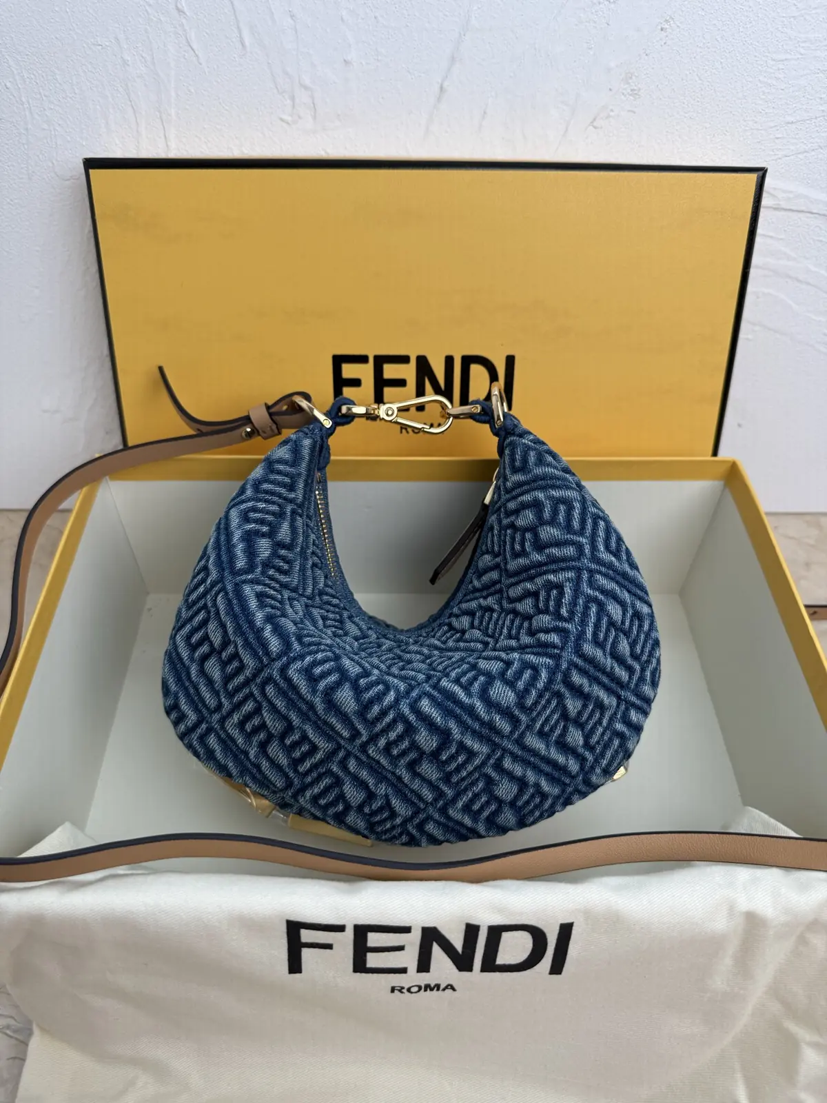 Fendi Style Blue Denim Hobo Bag Lookbook Reference image 1
