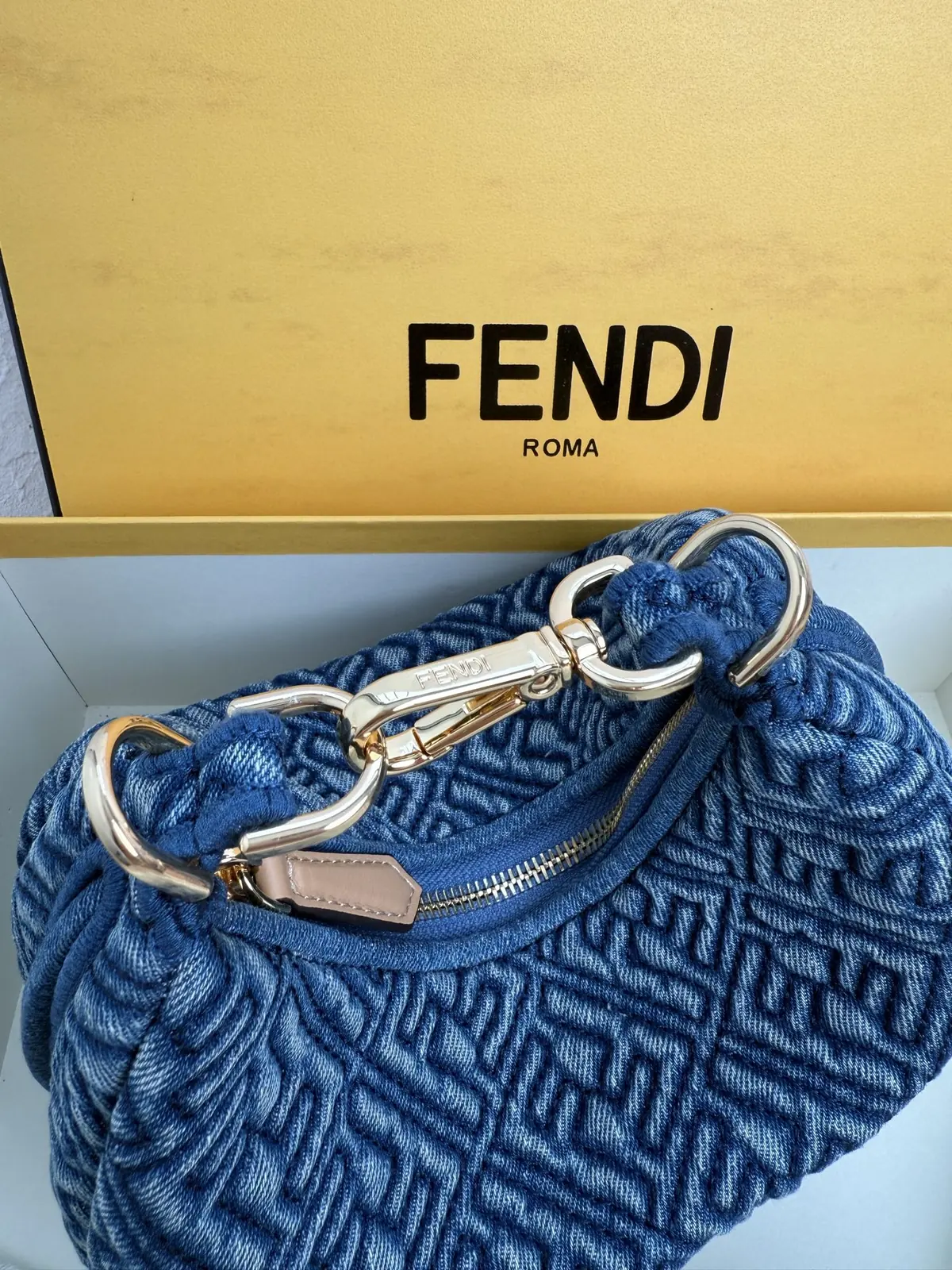 Fendi Style Blue Denim Hobo Bag Lookbook Reference image 4