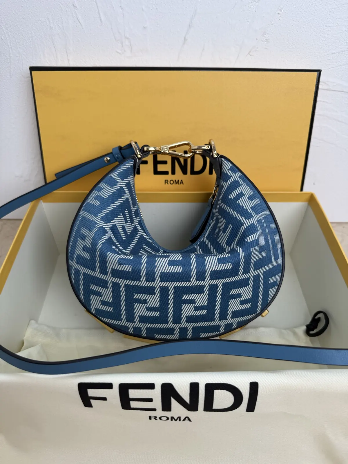 Fendi Style Blue Denim Hobo Bag Lookbook Reference image 1