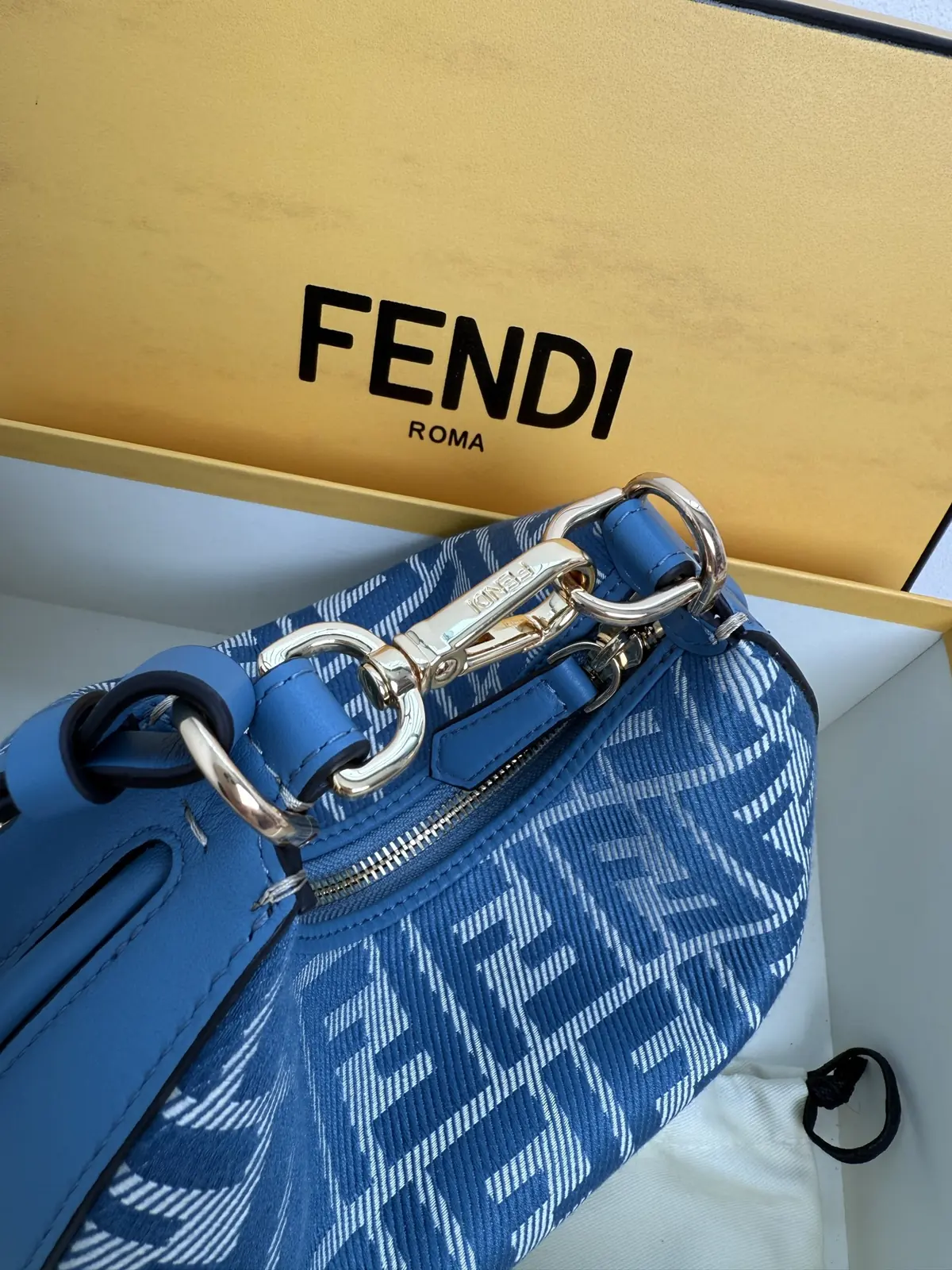 Fendi Style Blue Denim Hobo Bag Lookbook Reference image 4