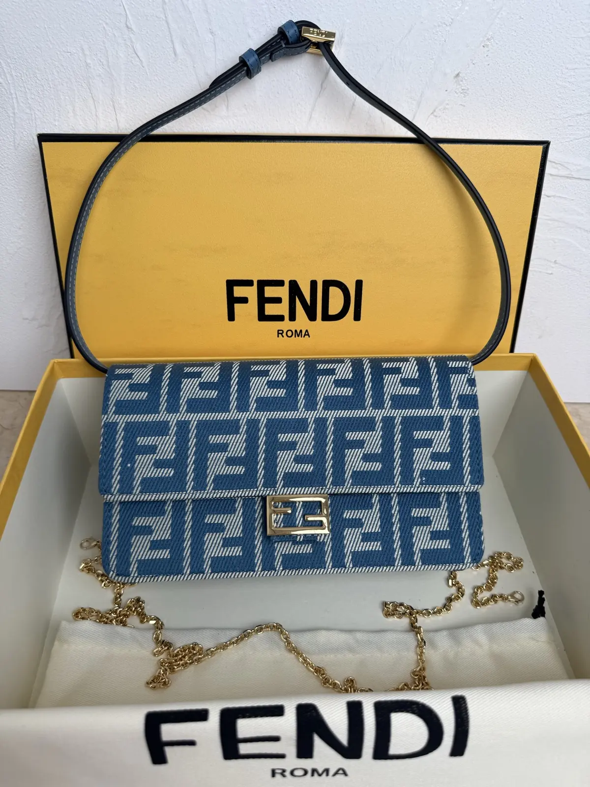 Fendi Style Blue Leather Crossbody Bag Lookbook Reference image 1