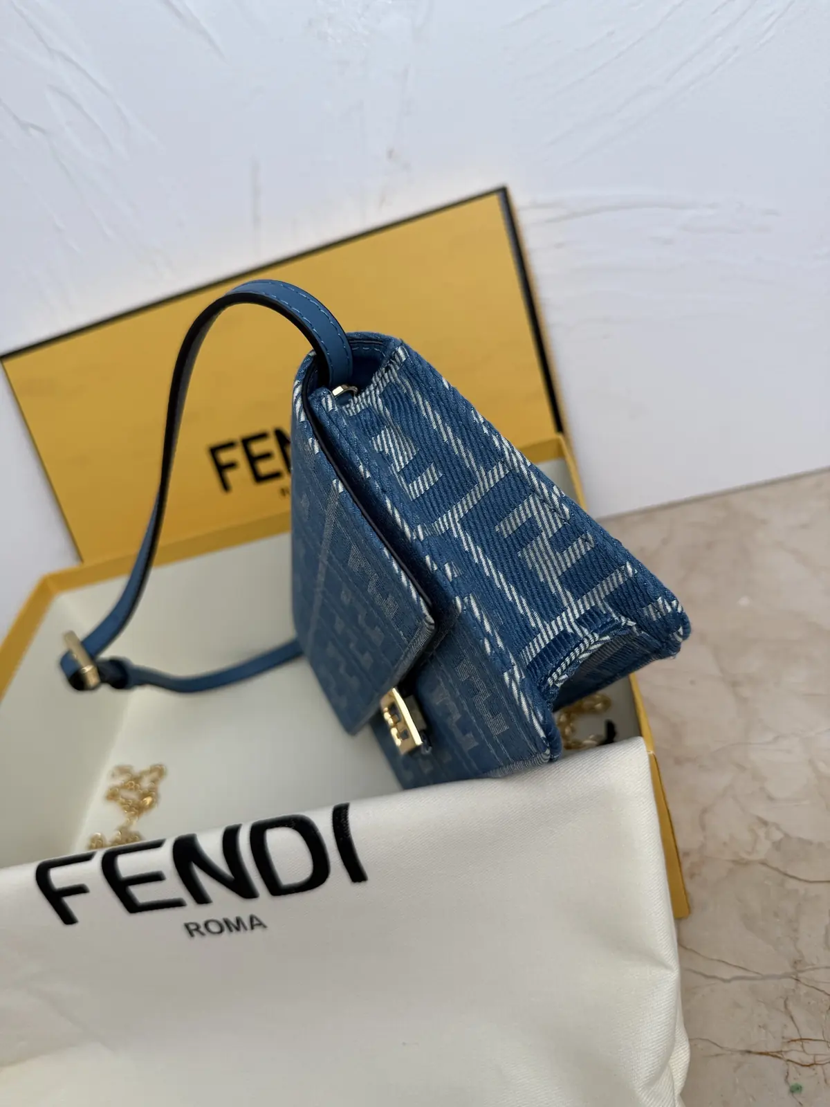 Fendi Style Blue Leather Crossbody Bag Lookbook Reference image 3