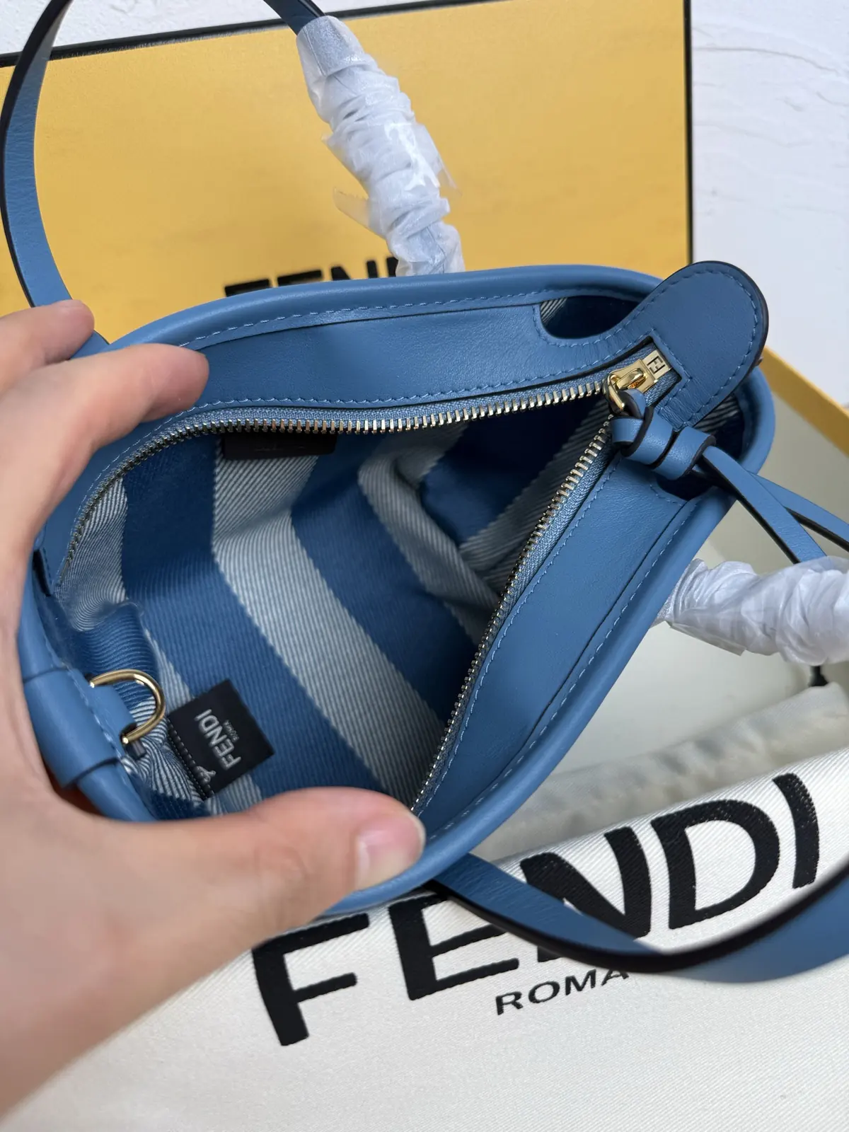 Fendi Style Blue Leather Crossbody Bag Lookbook Reference image 6