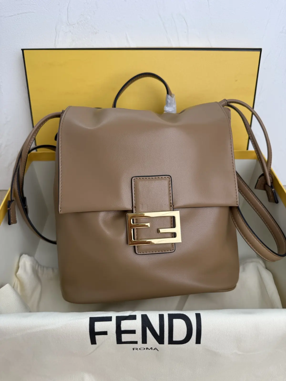 Fendi Style Brown Leather Backpack Lookbook Reference image 1