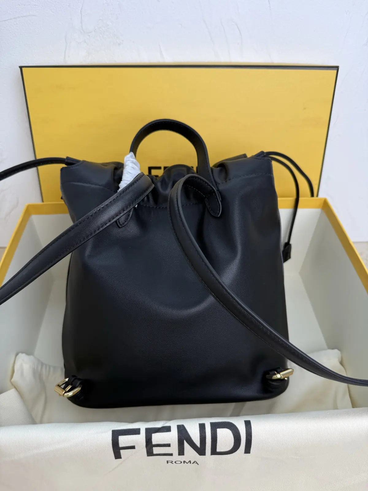 Fendi Style Brown Leather Backpack Lookbook Reference image 2