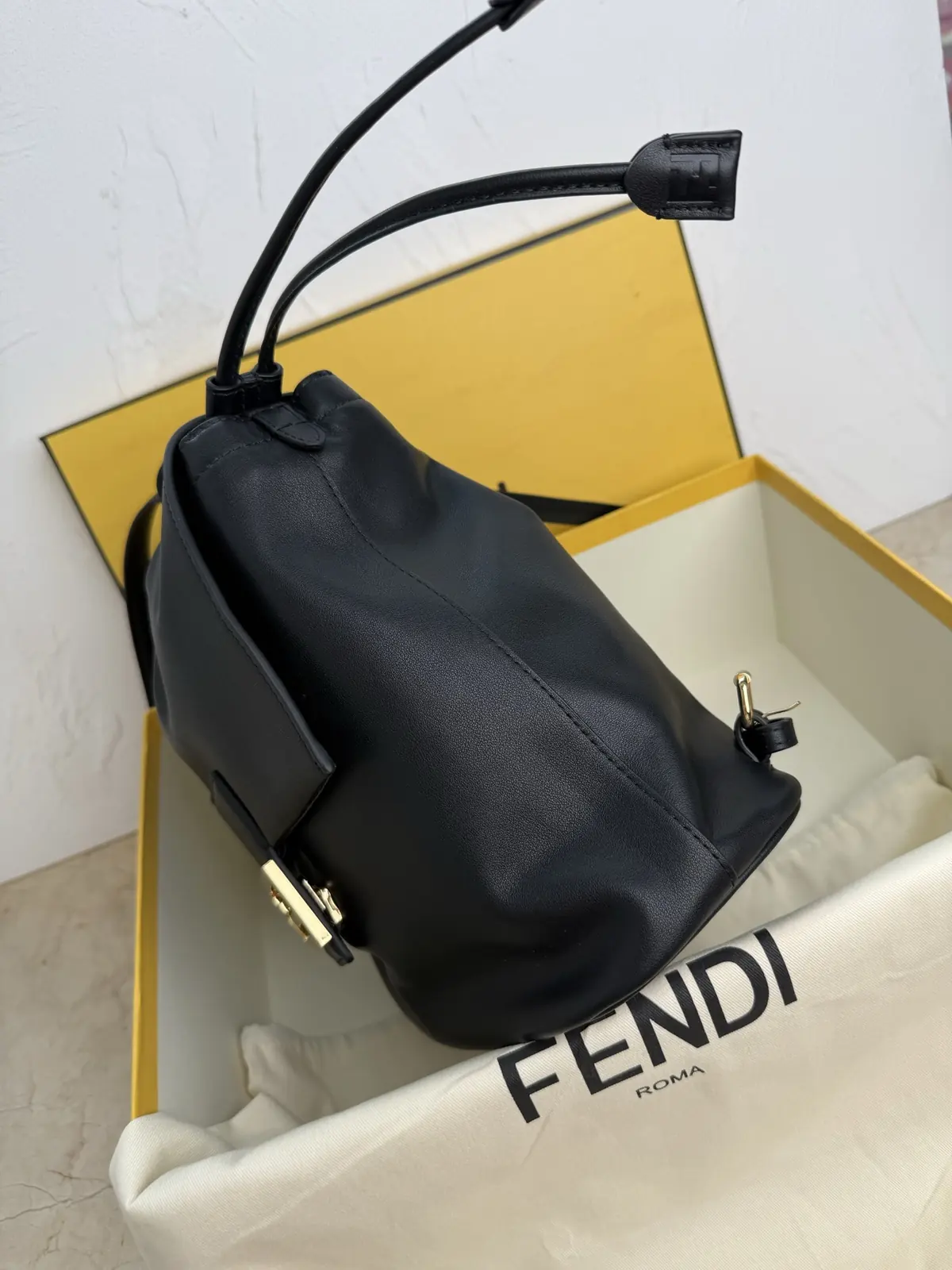 Fendi Style Brown Leather Backpack Lookbook Reference image 3