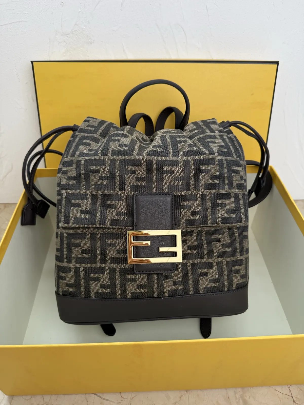 Fendi Style Brown Leather Backpack Lookbook Reference image 1
