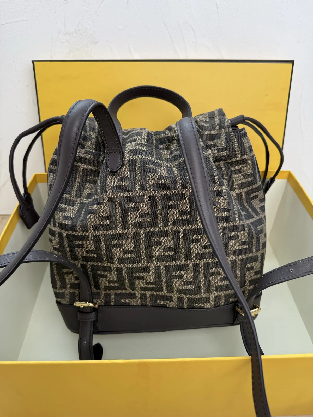 Fendi Style Brown Leather Backpack Lookbook Reference image 2