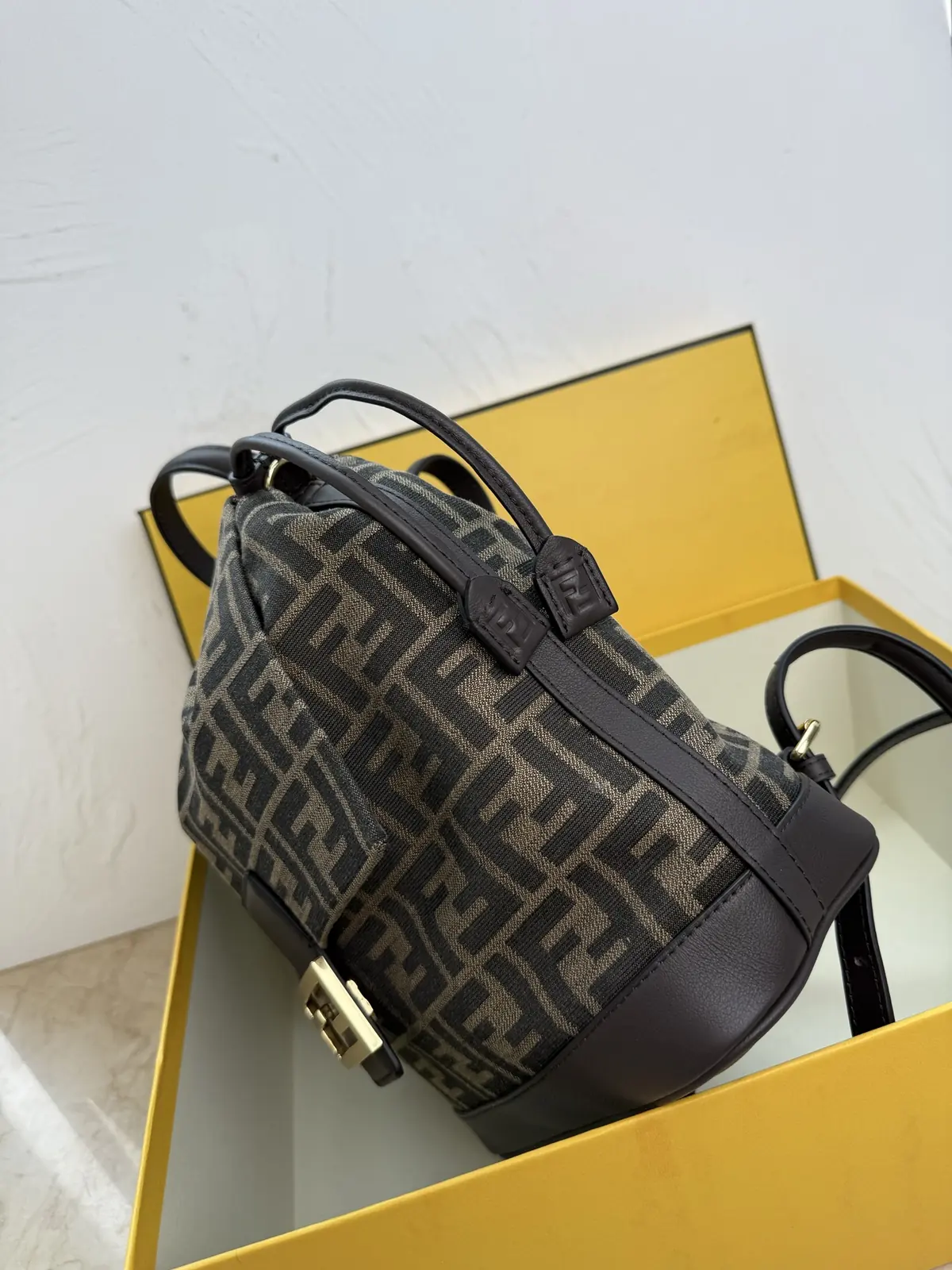 Fendi Style Brown Leather Backpack Lookbook Reference image 3