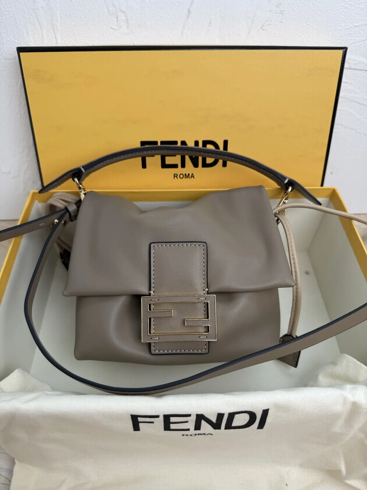 Fendi Style Grey Leather Bag Lookbook Reference image 1