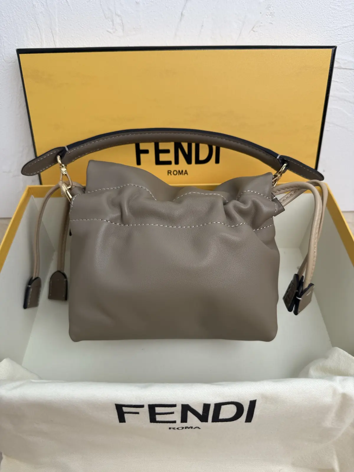 Fendi Style Grey Leather Bag Lookbook Reference image 2