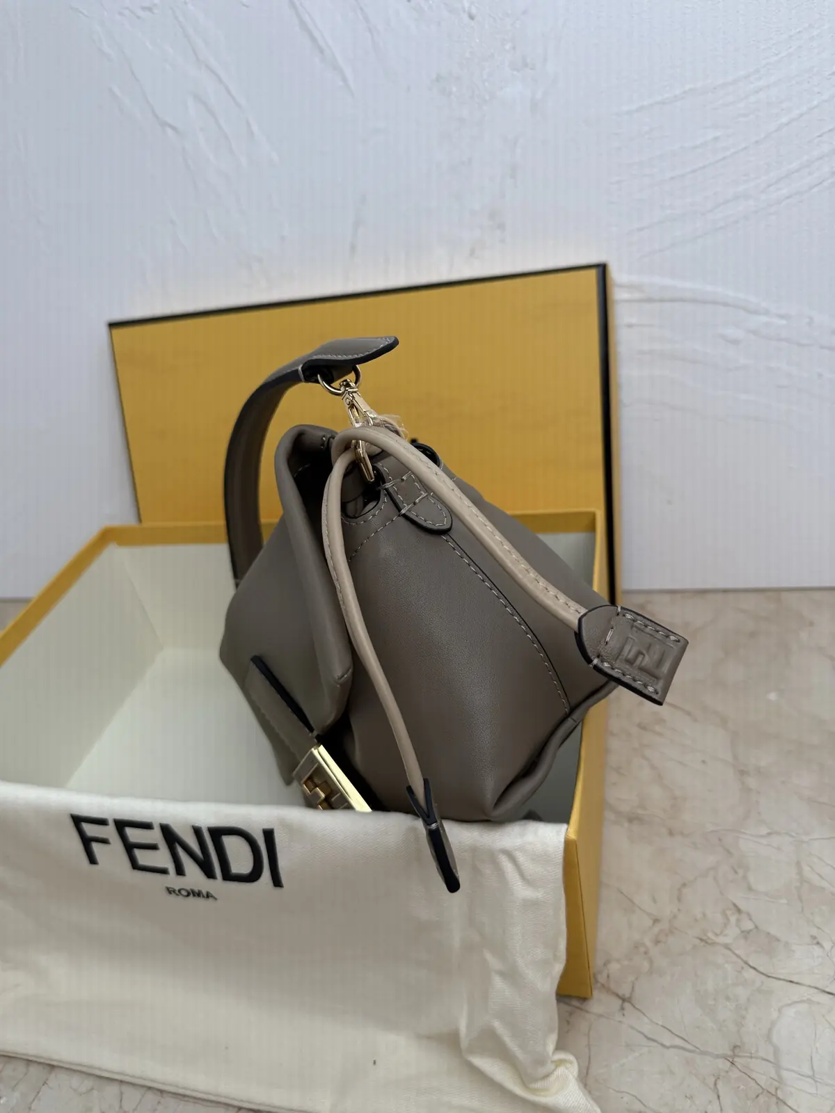 Fendi Style Grey Leather Bag Lookbook Reference image 3
