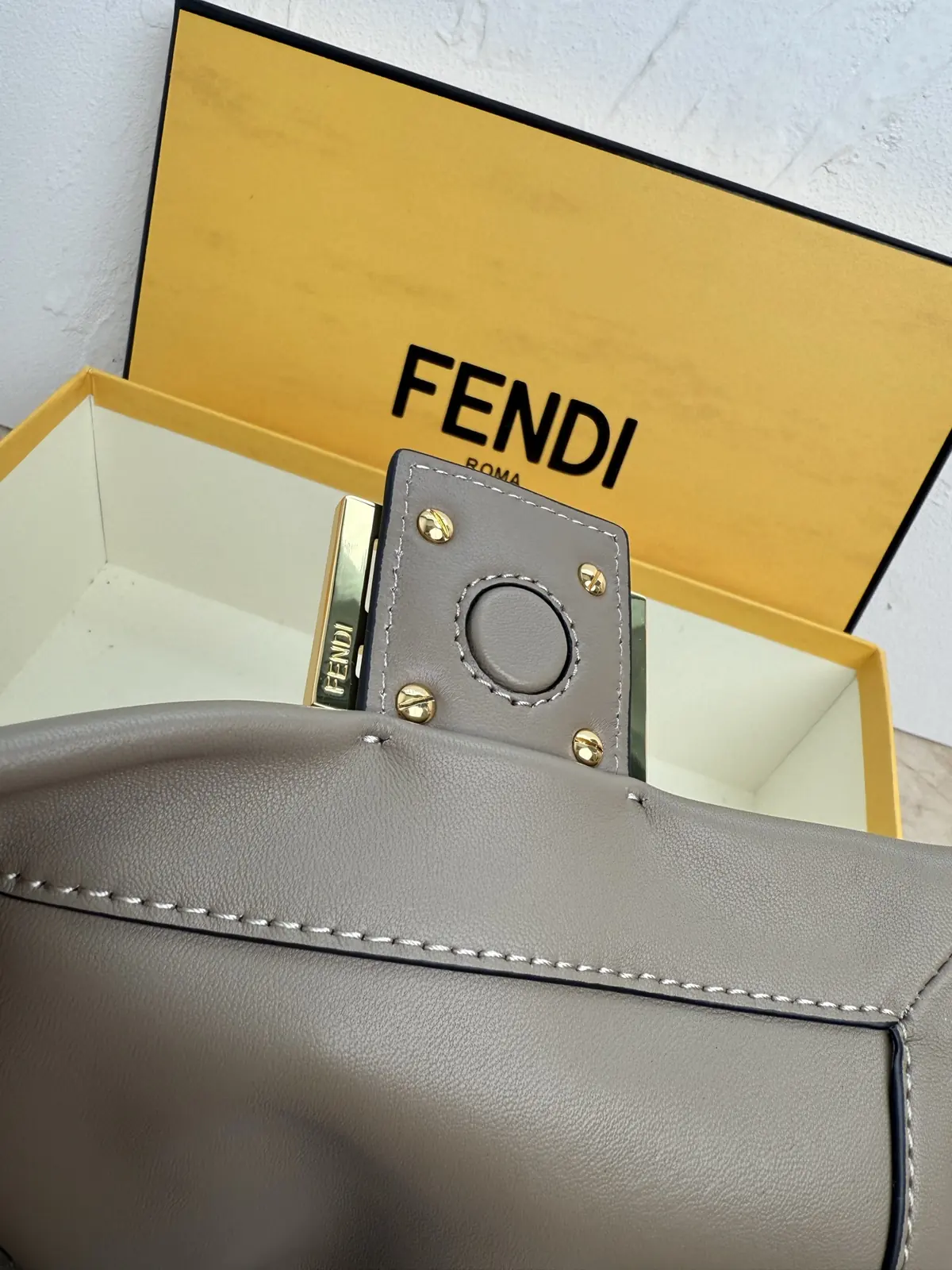 Fendi Style Grey Leather Bag Lookbook Reference image 5