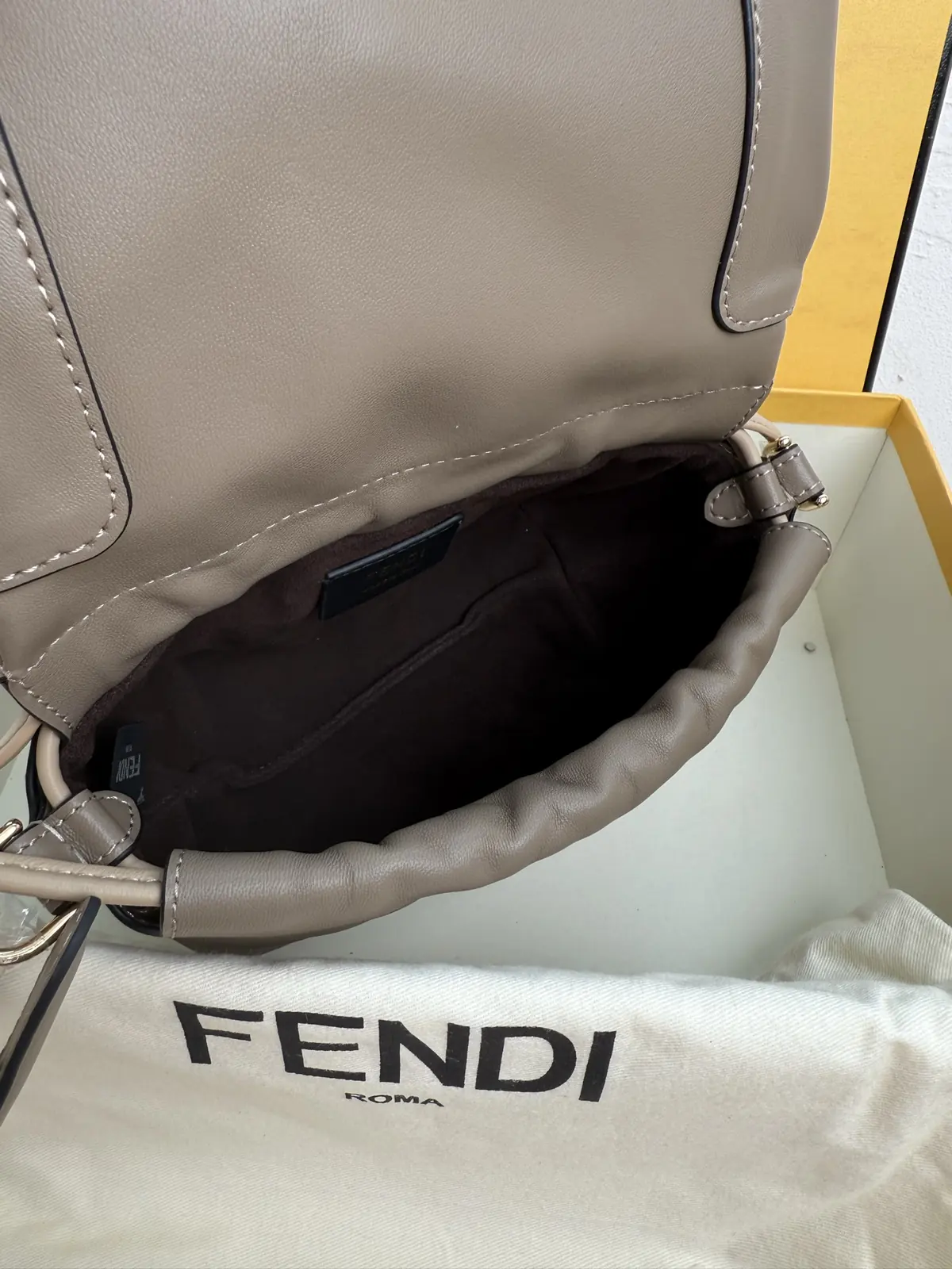 Fendi Style Grey Leather Bag Lookbook Reference image 6