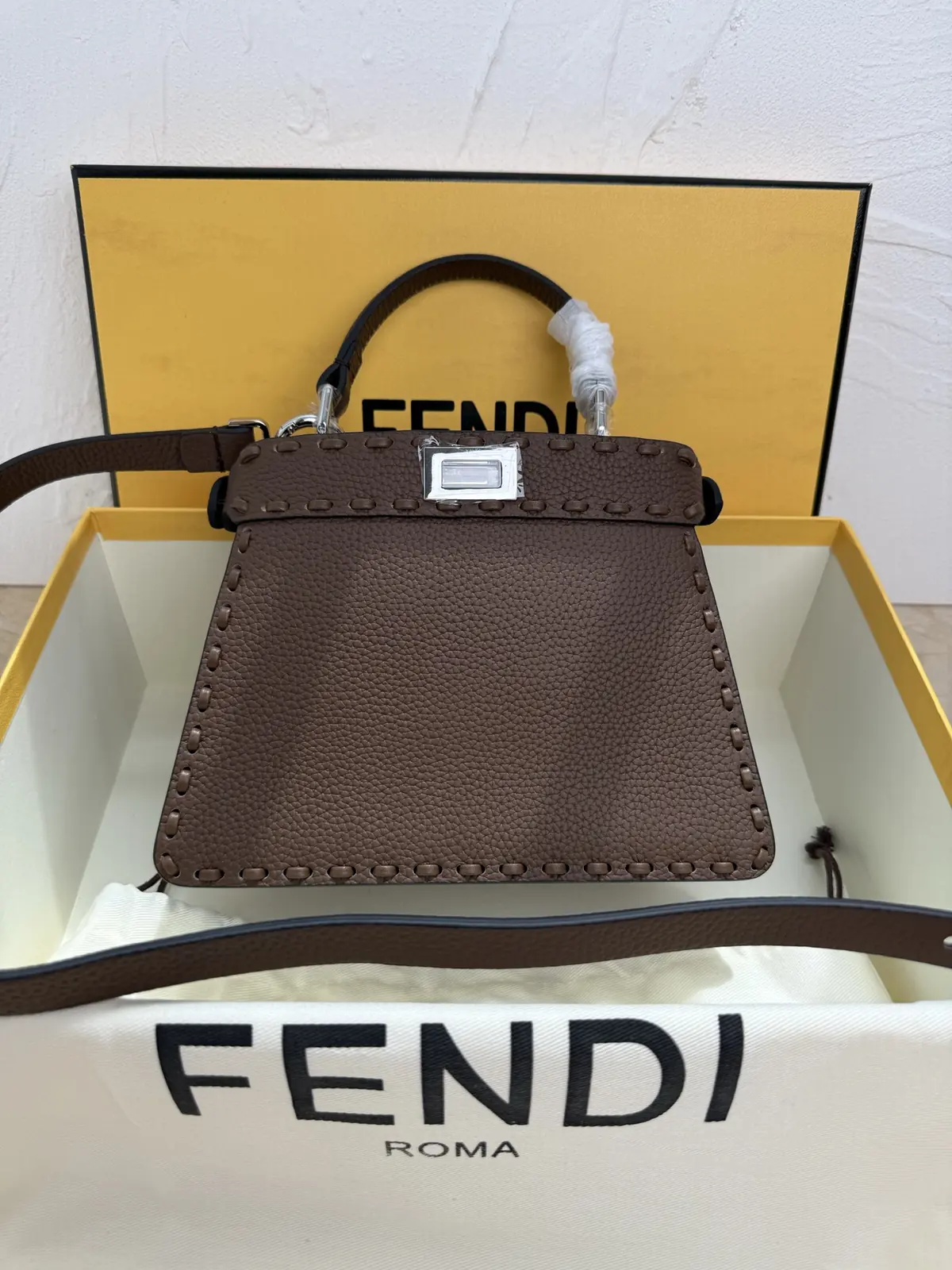Fendi Style Leather Top Handle Bag Lookbook Reference image 1
